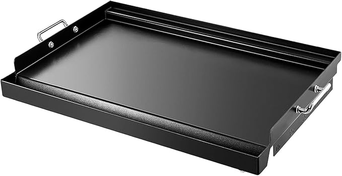 YORKING 25" x 16" Nonstick Coating Griddle Flat Top Grill Plate, Carbon Steel Griddle Plate with Grease Groove and Removable Handles for BBQ Charcoal/Gas Grills, Parties, Indoor/Outdoor Cooking