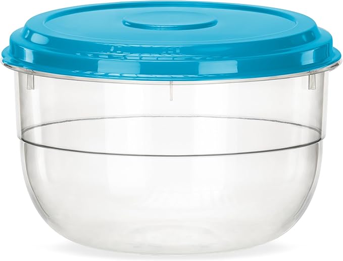 DecorRack X-Large Food Storage Container, 5.75 Quarts, BPA Free Plastic, 185 oz Heavy Duty Multipurpose Plastic Storage Container, Round Cake Dough Riser Bowl with Airtight Lid, Random Color (1 pack)