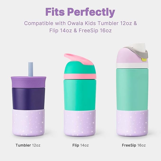 Silicone Boot for Owala 14/16 oz Water Bottle, Anti-Slip Protective Sleeve for Owala 12 oz Kids Tumbler, Boot Bottom Base fit Flip 14 oz Insulated Stainless-Steel Water Bottle (Glitter Purple)