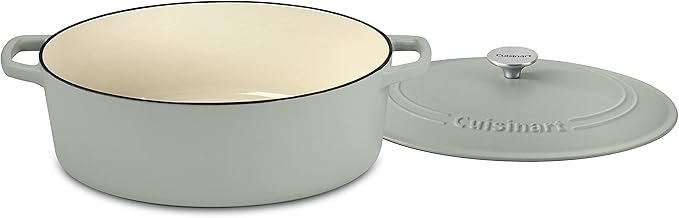 Cuisinart Chef's Classic Enameled Cast Iron Oval Covered Casserole (Sage, 7- Quart)