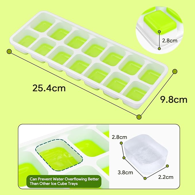 Ice Cube Trays 4 Pack, Airabc Silicone Ice Cube Trays with Removable Lid, Easy-Release Flexible 14-cube Ice Trays, LFGB Certified and BPA Free, Stackable Ice Trays with Covers for Cocktail, Freezer