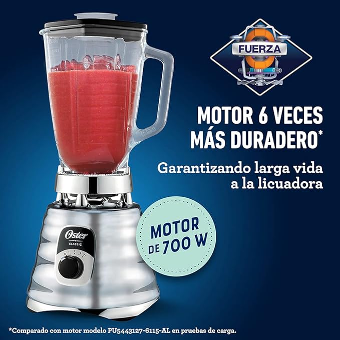 Oster Original 3 Speed Chrome Blender, 6 Times more Durable Motor, 10 Times Stronger, 5 Cup Glass Jar