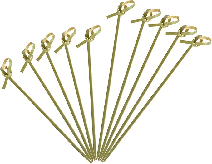 Minisland 200 Pcs Premium Bamboo Cocktail Toothpicks 4.7 and 6 Inch Long Knotted Skewers for Fruit Kabobs, Appetizers, Sandwiches, Drinks -MSL137