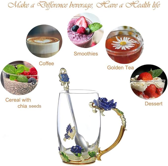 Gifts for Mom Women Mothers Day Flower Cups Tea Mug With Tea Spoon Valentines Day Christmas Gift Use Gift Package