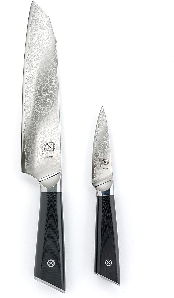 Mercer Culinary Premium Grade Super Steel 7-Inch Santoku and 3.5-Inch Paring Knife Set, G10 Handles