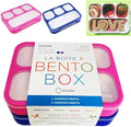 Bento Lunch-Box for Kids and Adults: Lunch Boxes with 4 Sealed Compartments, Divided Containers for Boys Girls Women Men - School Work Portion Container, Utensils, Blue + Rose Pink 2 pack Set