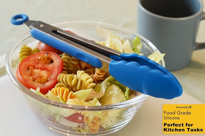 9-Inch Cooking Tongs with Silicone Tips, Set of 3 (Blue)