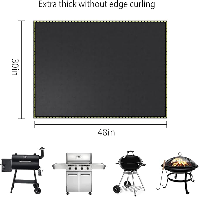 Under Grill Mat for Outdoor Grill Deck Patio Protector,48''x30'' Large Silicone Fireproof Waterproof Oil-proof Fire Pit Mat BBQ Floor Matt Pad
