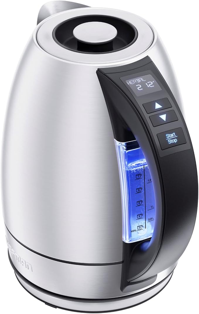 Chefman Electric Tea Kettle, 1.8 Liter Hot Water Electric Kettle Temperature Control Water Boiler with 5 Presets, Tri-Colored LED Lights, Keep Warm, Automatic Shutoff, Stainless