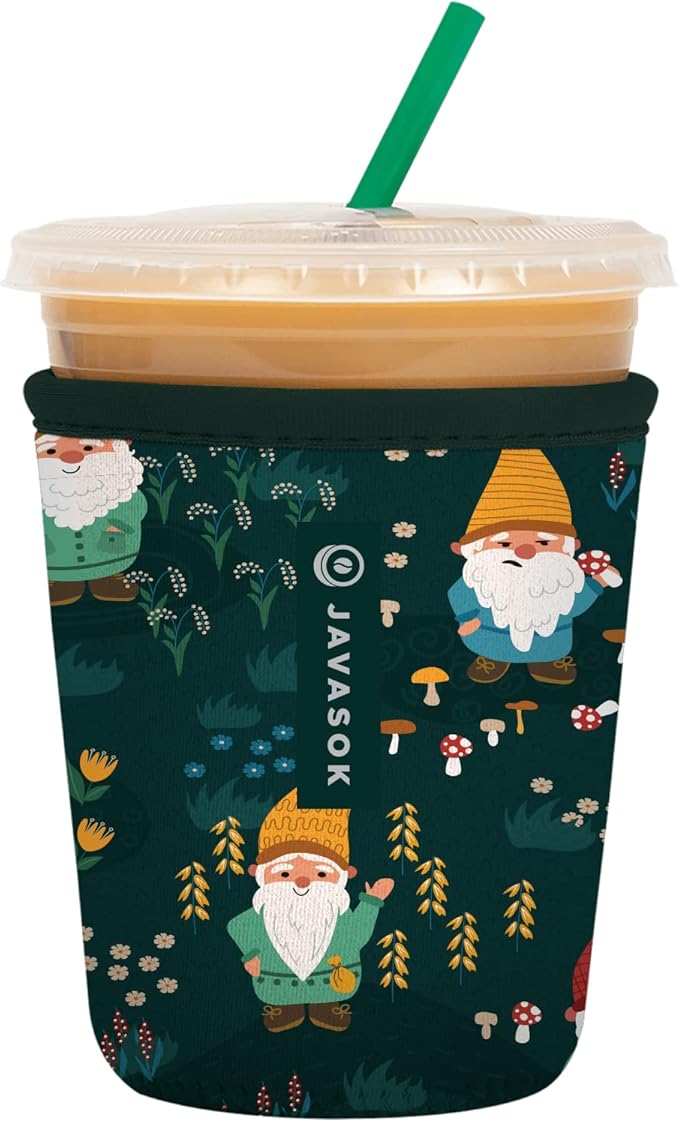 Sok It JavaSok Iced Coffee & Cold Soda Insulated Neoprene Cup Sleeve (Rollin' with my Gnomies, Small: 16-20oz)