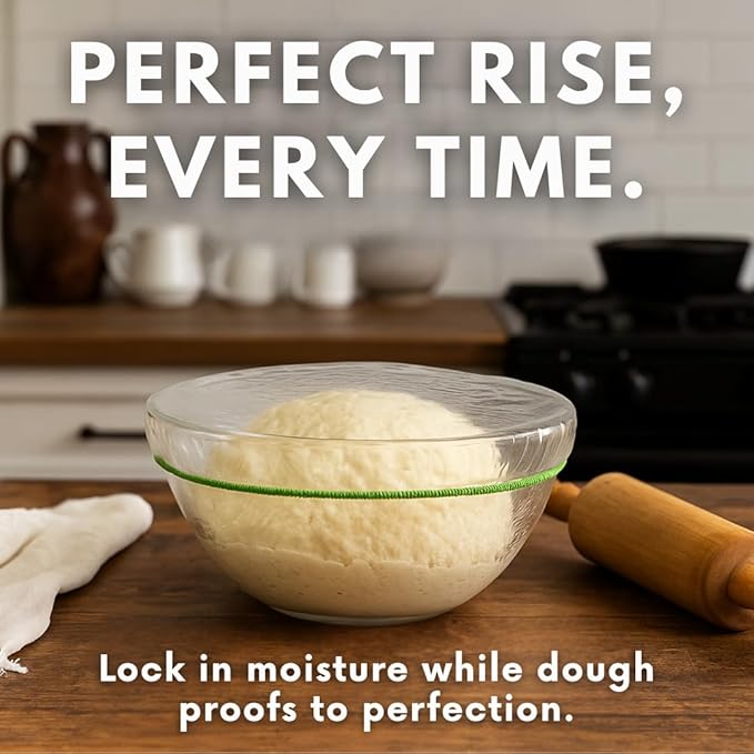 20 Bowl Covers - Reusable Plastic Food Covers with Elastic, Ideal for Bread Proofing and Storage