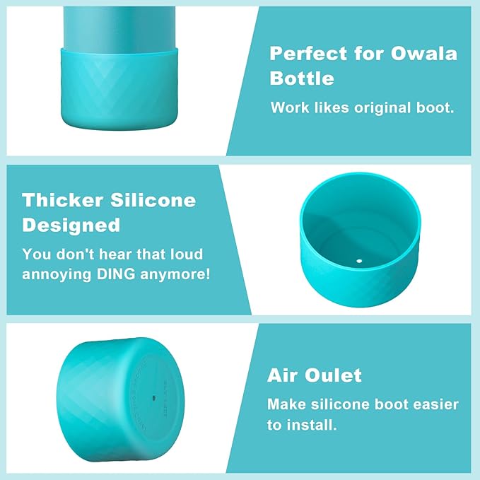 2PCS Silicone Water Bottle Boot for Owala 40oz, Protective Bottom Bumper Anti-Slip Sleeve for FreeSip, Twist, and Flip Stainless Steel Bottles, Dishwasher Safe and BPA Free(Blue)