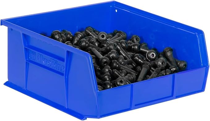 Akro-Mils 30235 AkroBins Plastic Storage Bins, Space-Saving Stackable Bins for Garage, Pantry, Craft Organization, 11" x 11" x 5", Blue, 6-Pack
