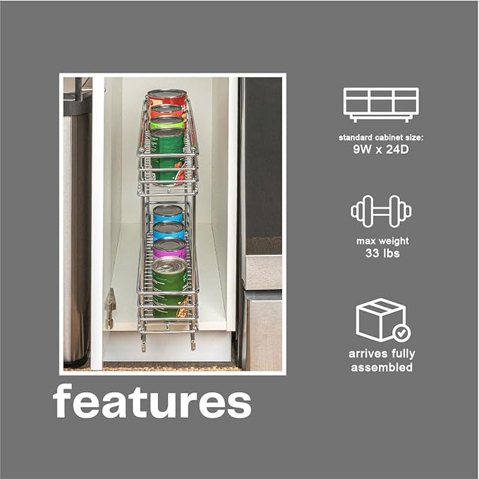 Household Essentials Chrome 2-Tier Sliding Cabinet Organizer, 5"