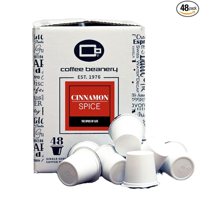 Cinnamon Spice Coffee Pods by Coffee Beanery | 48ct Bulk Medium Roast Arbica Coffee