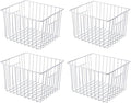 SANNO Freezer Baskets Freezer Wire Storage Basket, Organizer Food Storage Bin with Handles for Cabinets, Pantry, Closets, Bedrooms 11.8" x 11.8" x7"