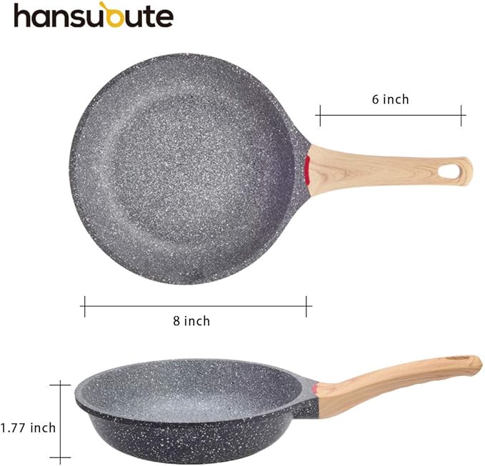 Induction Nonstick Frying Pan,Light Weight Skillet,Healthy Non Toxic Omelet Pan,All Stoves Compatible Egg Pan (grey, 8inch)
