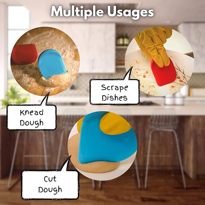 SULLINS Pan Scraper, Pack Of 3 | Pan Scraper Tool | Pot Scraper | Dish Scraper | Dish Scraper Tool | Unique Silicone Grip Design - No Slipping Unlike Other Scrapers