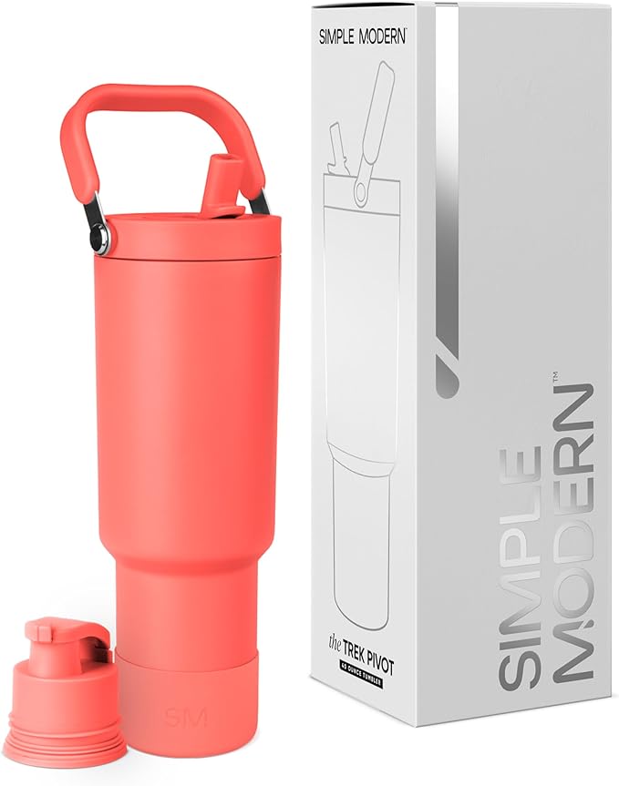 Simple Modern Trek Pivot | 40oz Flip Straw Tumbler with Handle | Water Bottle & Boot | Interchangeable Straw & Chug Lids | Insulated Stainless Steel Jug | Gym Sports Outdoors | Honolulu