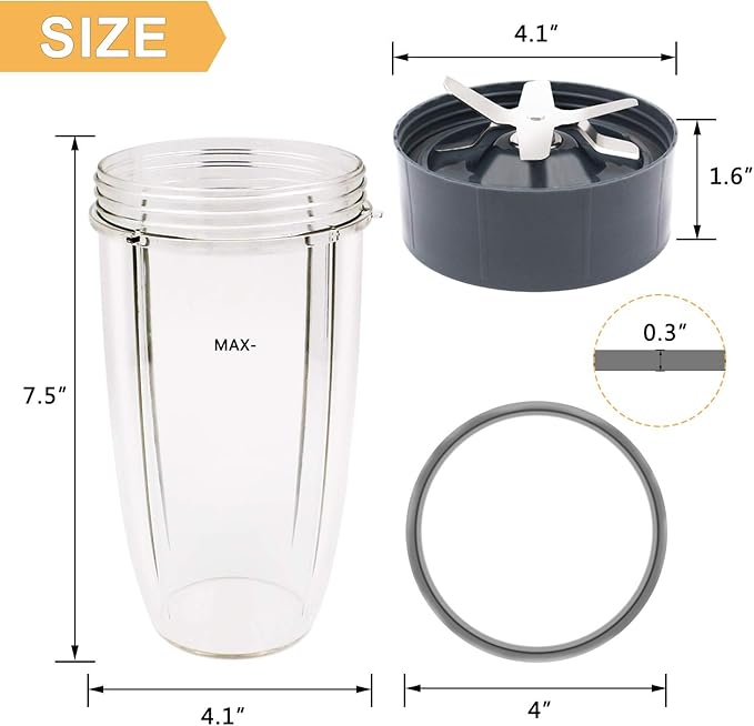 32oz Cup and Extractor Blade Replacement Parts Blender Accessories Compatible with Nutribullet 600W/900W Models