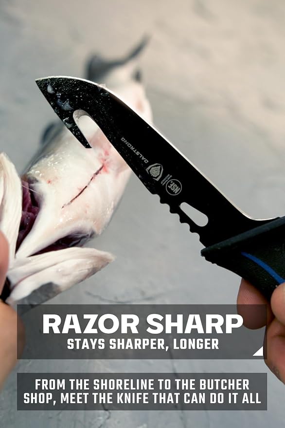 Dalstrong Gut Hook Fish Knife for Filleting and Cleaning - 5” - Night Shark Series - 7CR17MOV High Carbon Steel - Titanium Coated Blade- Polypropylene Handle - w/Sheath - NSF Certified