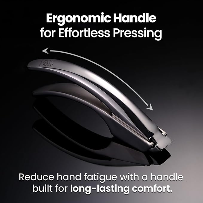 No Peeling Required Garlic Press Stainless Steel with Detachable Handle for Coarse Mincing - Premium Garlic Mincer Tool, Rust-Proof, Easy to Clean, Dishwasher Safe Garlic Crusher with 5-Year Warranty