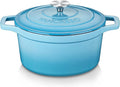 vancasso 6 QT Enameled Cast Iron Dutch Oven With Lid - Round Blue Pot With Non-Stick Enamel Coating for Bread Baking