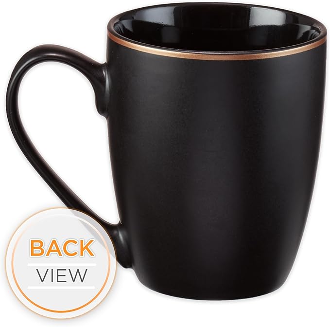 Christian Art Gifts Black Stoneware Coffee Mug with Gold Rim for Women and Men – 12 oz. Lead and Cadmium-free Coffee and Tea Mug with Inspirational Bible Verse: The Lord Is With Me - Jeremiah 20:11