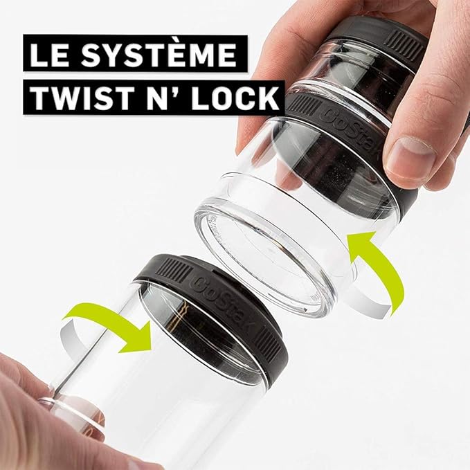 BlenderBottle GoStak Twist n' Lock Storage Jars, 150cc 2-Pak, White