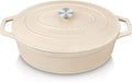 vancasso Enameled Cast Iron Dutch Oven, 9.3 Quart Dutch Oven Pot with Lid, Oval Cast Iron Pot with Non Stick Enamel Coating for Bread Baking, White