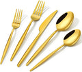 KINGSTONE Silverware Set, 20-Piece Flatware Set Cutlery Set Premium 18/10 Stainless Steel, Tableware Include Forks Knives Spoons for Home Kitchen Restaurant Wedding, Dishwasher Safe, Gold