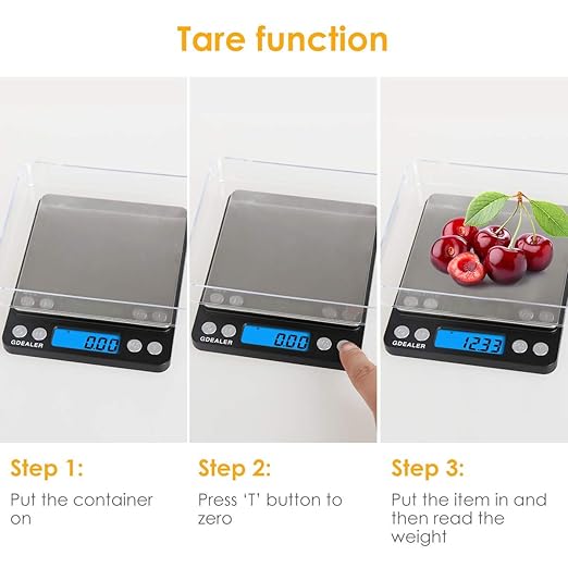 GDEALER Digital Pocket Kitchen Scale 0.001oz/0.01g 500g Kitchen Food Scale Jewelry Weight Compact Scale, Tare, Stainless Steel, Backlit Display, Black