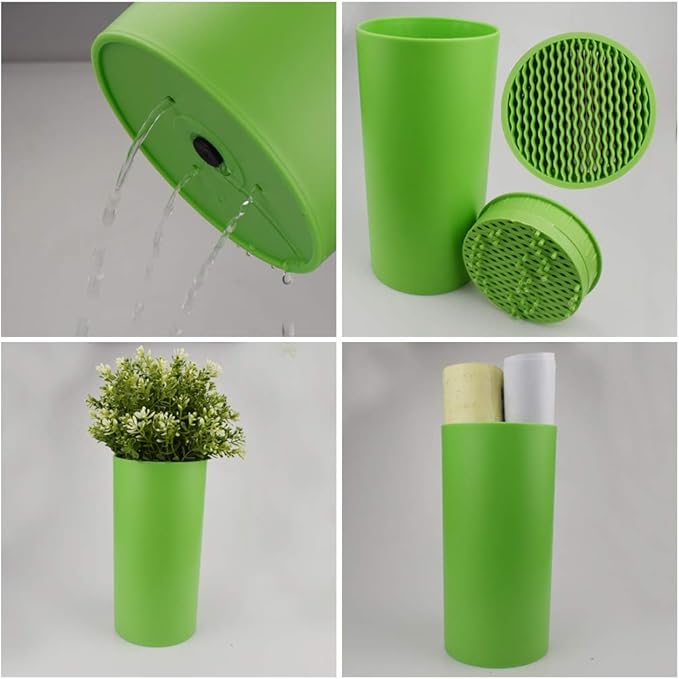 Universal Knife Block Holder Multi-Functional Resin Knife Storage Slot to Protect Blades Detachable for Easy Cleaning Kitchen Knife Holder for Counter Top (Green)