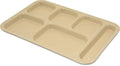 Carlisle FoodService Products Right Hand 6-Compartment Melamine Tray 14.5" x 10" - Tan (Pack of 12)