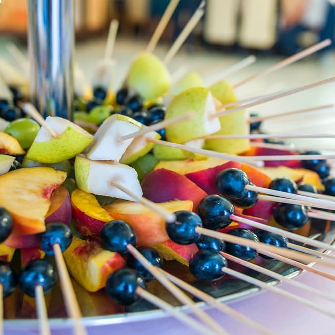 300 Pcs 12 inch Natural Bamboo Skewers, Φ=4mm, PEOUWNES Food Sticks for Appetiser, BBQ, Fruit，Cocktail, Grilling Kebabs, Bouquet, Chocolate Fountain, Corn Dog, Kitchen, Barbecue, Crafting and Party