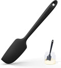 U-Taste Small Mini Silicone Spatula: 9×2inch 600ºF Heat-Resistant Food-Grade Jar Scraper for Kitchen Use, Non-Stick Seamless Flexible Baking Utensil for Mixing, Scraping Jam in Bowl or Cup (Black)