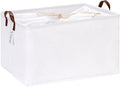 Hinwo 70L Extra Large Storage Bins, Closet Organizers and Storage, Foldable Clothes Storage Baskets with Handles, Containers for Clothing, Blanket, Comforters, Toys, Bedding (White)