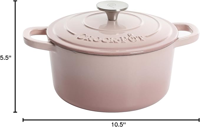Crock-Pot Artisan Round Enameled Cast Iron Dutch Oven, 7-Quart, Blush Pink