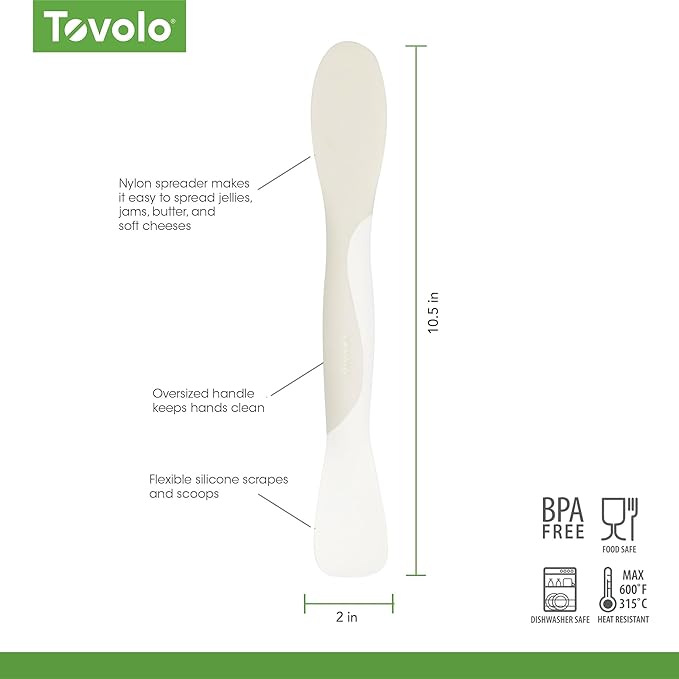 Tovolo Scoop & Spread Tool – Dual-Ended Silicone & Nylon Kitchen Utensil for Spreading, Scraping, Scooping, Slicing – BPA-Free, Heat-Resistant, Dishwasher Safe