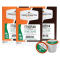 Fresh Roasted Coffee, Organic Ethiopian Sidamo | Fair Trade, USDA Organic, 100% Single Origin, Kosher | Light Roast 72 Pods for K Cup Brewers