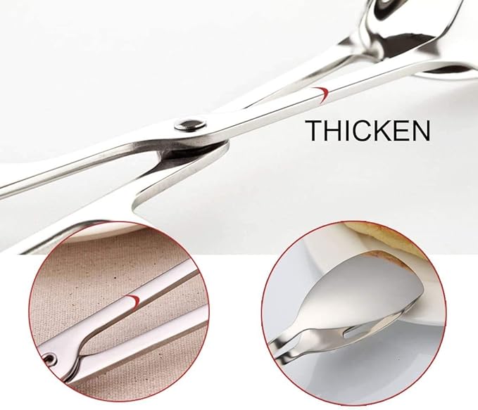 KEBE 2-PACK Serving Tongs for Buffet Party Catering, Thickening Food Serving Salad Cake Bread Kitchen Tongs, Stainless Steel