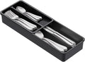 Lifewit Compact Silverware Organizer for Kitchen Drawer, Narrow Flatware Tray Holder, Plastic Cutlery Spoons, Forks and Knives Storage, Black, 1 Pack
