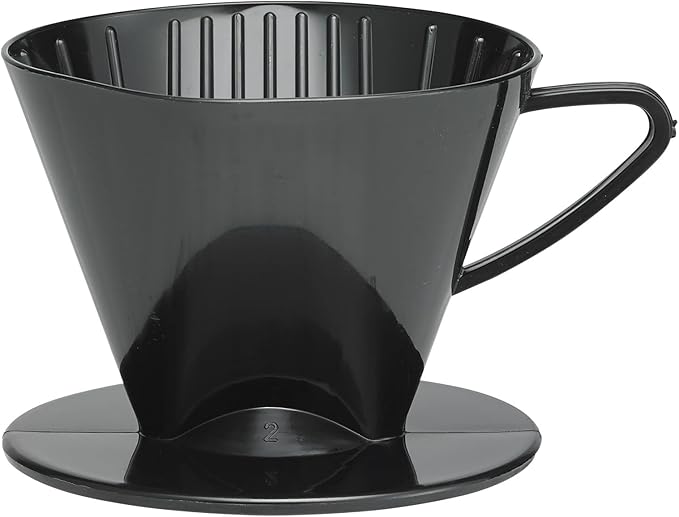 Pour-Over Coffee Brewing Filter Cone, Number 2-Size, Black, Brews 2 to 6-Cups