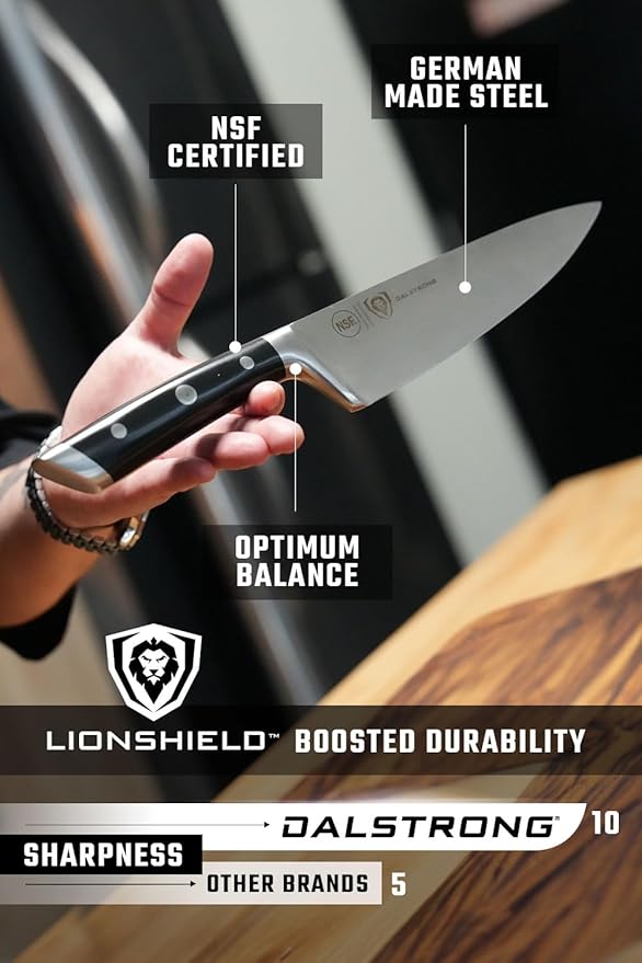 DALSTRONG 12-Piece Knife Block Set - Gladiator Series Elite - Black Handles - German HC Steel - Hand-Made Manchurian Ash Wood Block - NSF Certified