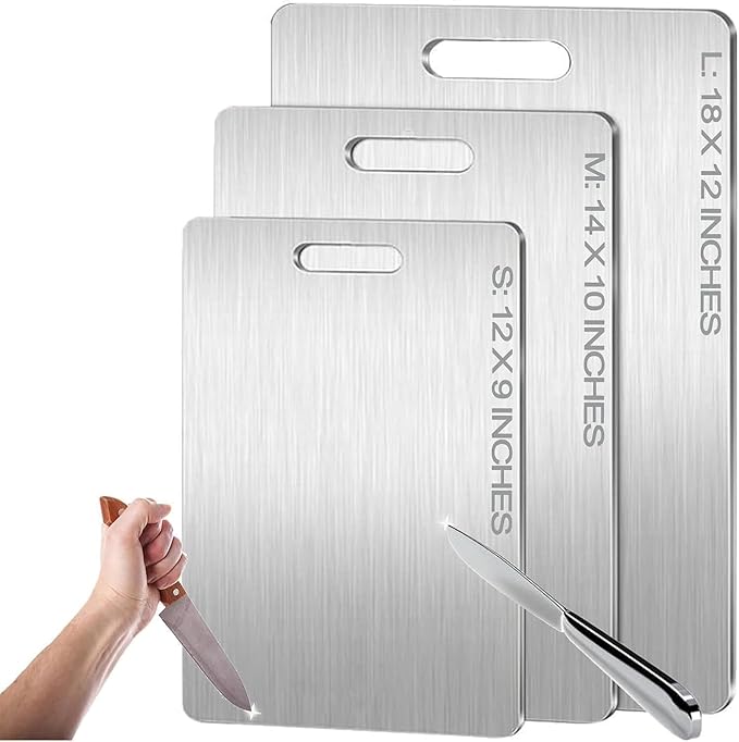 Titanium Cutting Board - 100% Pure Titanium Cutting Boards for Kitchen - Cutting Edge Hygiene & Durability, Cutting Boards for Home Kitchen Cooking (18 inch x 12 inch)