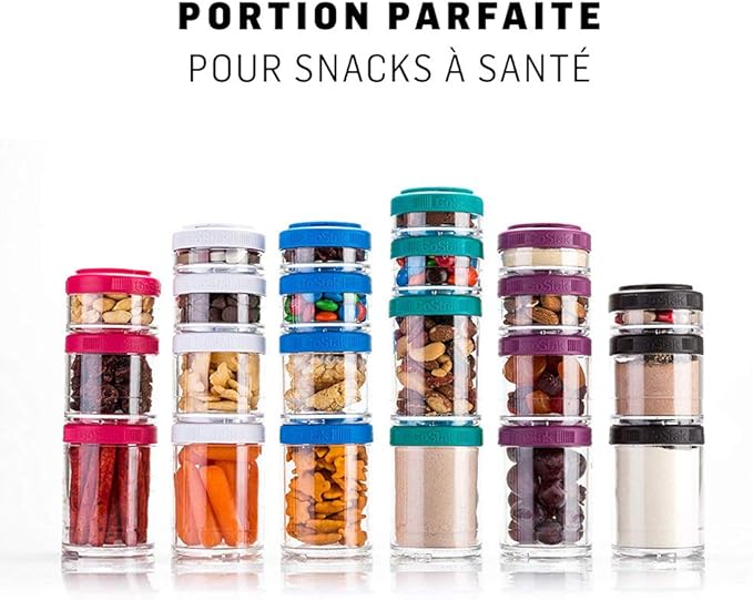 BlenderBottle GoStak Twist n' Lock Storage Jars, 150cc 2-Pak, Black