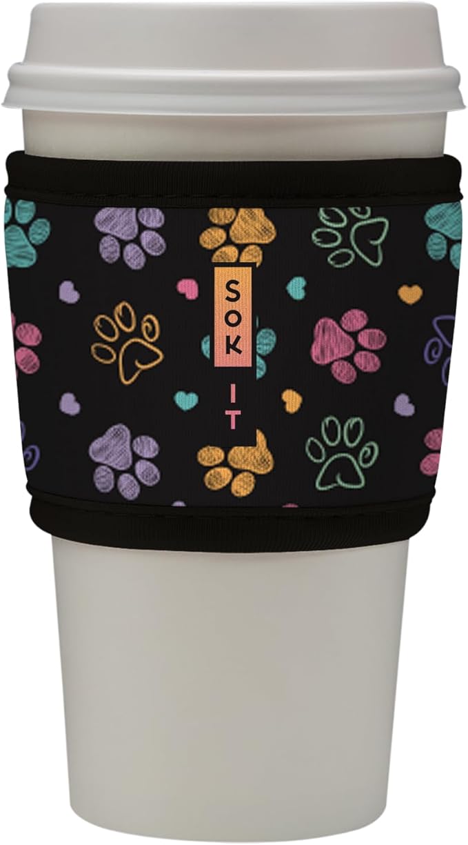Sok It HotSok Coffee & Tea Reusable Insulated Neoprene Cup Sleeve (Furry Footprints)