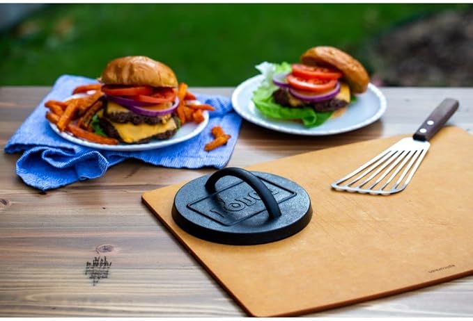 Lodge Pre-Seasoned Round Cast Iron Press - Cast Iron Griddle Press for a Restaurant-Quality Sear - Unparalleled Heat Retention - Use on the Stove or the Grill - 6.25 Inch