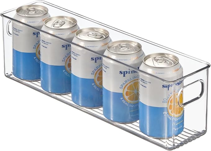 mDesign Plastic Kitchen Organizer - Storage Holder Bin with Handles for Pantry, Cupboard, Cabinet, Fridge/Freezer, Shelves, and Counter - Holds Canned Food, Snacks - 2 Pack - Clear