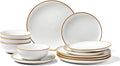 VEVOR Dinnerware Set, Service for 4 (12 PCS), Round Plates and Bowls Sets, Scratch Resistant Ceramic Dinner Ware, Dishwasher and Microwave Suitable Kitchen Dish, for Dessert Salad Soup Pasta, White